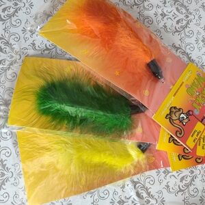 Lot of 3 Lazy Pet InteractiveTiger Tail Tease Cat Toy Orange, Green & Yellow C2